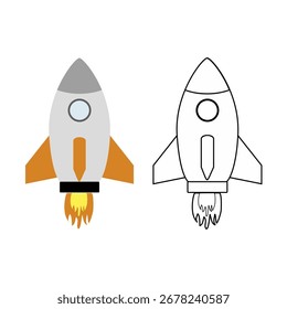 rocket illustration on white background