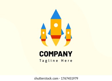 Rocket illustration template logo for team, club, emblem, badge, and professional,