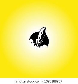 Rocket illustration vector icon bg yellow