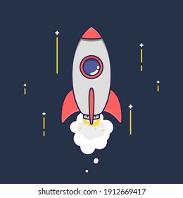 rocket illustration,lovely planet, vector illustration isolated.