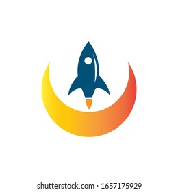 rocket ilustration icon logo vector