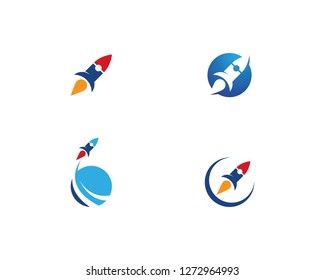 Rocket ilustration logo vector icon template