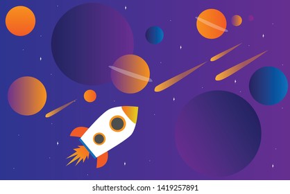 Rocket images that are traveling through space