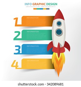 Rocket info graphic design. Clean vector.