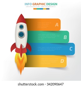 Rocket info graphic design. Clean vector.