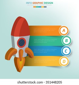 Rocket info graphic design,label for text,vector