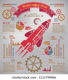 Rocket info graphic vector design