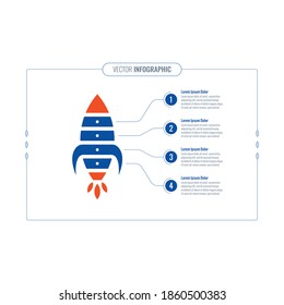 rocket infographic template. four steps information template