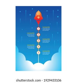 rocket information template.internet, web, annual report, magazine information templates. five steps infographic template