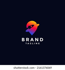 Rocket inside Colorful Hot Spot Logo Design
