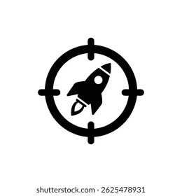 Rocket Inside Target Circle for Business Goal Achievement and Performance Concept
