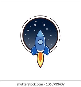 A rocket isolated against a light background. Startup, quick start.