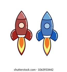A rocket isolated against a light background. Startup, quick start.
