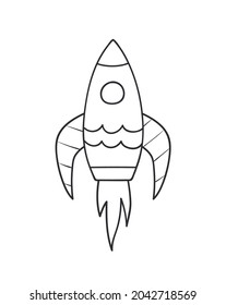 Rocket isolated on white background hand drawn illustration. Doodle sketch style.