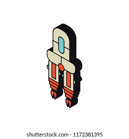 Rocket isometric left top view 3D icon