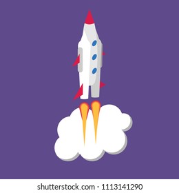  Rocket isometric, start up concept. Vector illustration in flat style.