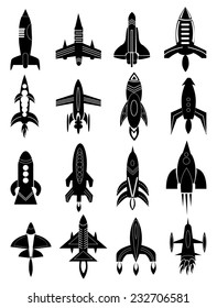 Rocket jet icons set