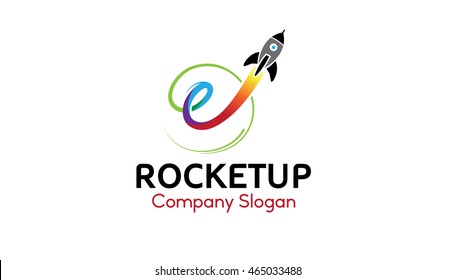 Rocket Jet Shuttle Letter E Logo Vector Symbol Design Illustration