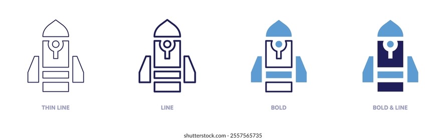 Rocket jobs icon in 4 different styles. Thin Line, Line, Bold, and Bold Line. Duotone style. Editable stroke.