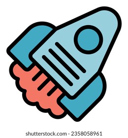 Rocket key point icon outline vector. Main conclusion. List check color flat