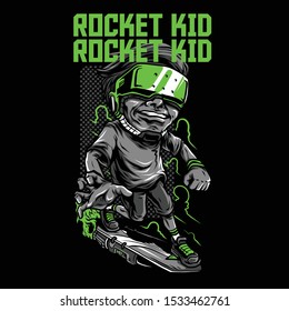 Rocket Kid Neon Series Illustration