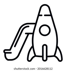 Rocket kid slide icon. Outline rocket kid slide vector icon for web design isolated on white background