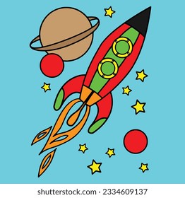 Diseño de vectores Rocket Kids - Esta encantadora colección de arte captura la imaginación infinita y el espíritu aventurero de los jóvenes astronautas.