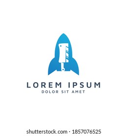 rocket and knife negative space logo design