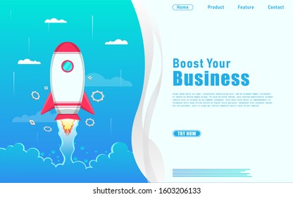 rocket landing page. 
suitable for companies engaged in technology, business, and startup