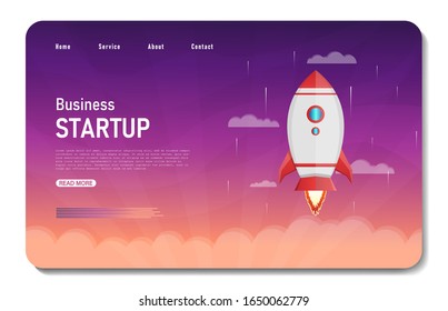 rocket landing page, suitable for companies engaged in technology, business, and startup
