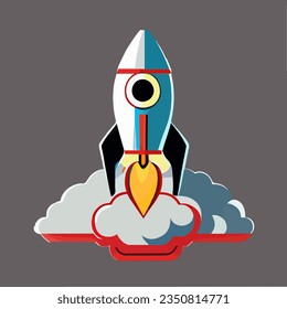 Rocket launch 2d vector design