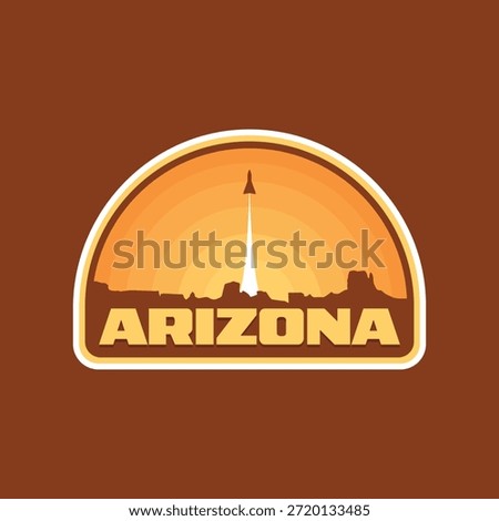 Rocket launch in arizona Monument Valley National Park silhouette badge logo stamp sticker vector illustration