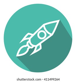 Rocket launch background. Flat vector illustration. Startup concept. Project development.