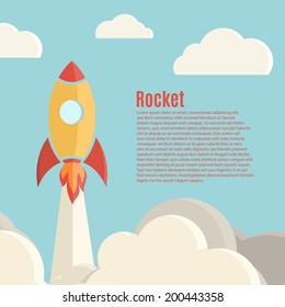 Rocket launch background. Vector illustration