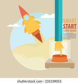 Rocket launch background. Vector illustration
