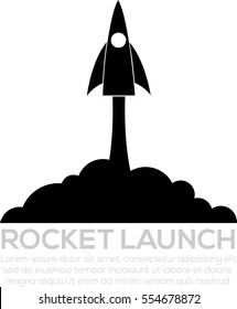 Rocket launch black icon.