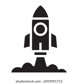 Rocket launch black icon. vector illustration.