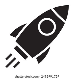 Rocket launch black icon. vector illustration.