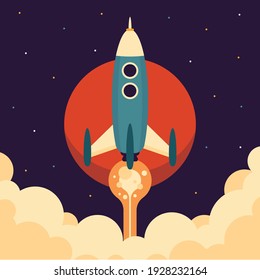 Rocket launch blasting off to Mars Vector EPS Illustration