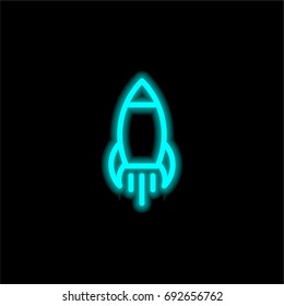 Rocket launch blue glowing neon ui ux icon. Glowing sign logo vector