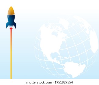 rocket launch bottom to top direction with subtle earth background