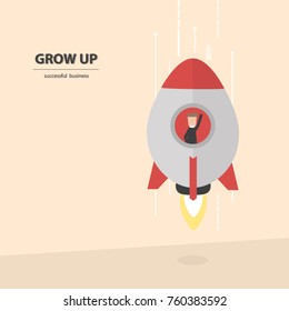 Rocket launch. Business concept, vector illustration.