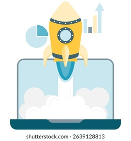 rocket launch, business and finance illustrations