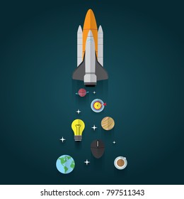 rocket launch with business object