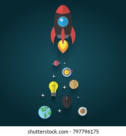 rocket launch with business object