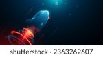 Rocket launch. Business or project startup concept. lines, triangles, and particle-style design. Illustration vector