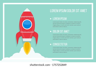Rocket launch, business or project start-up concept, infographic template, vector eps10 illustration