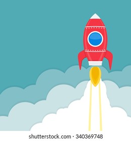 Rocket launch, business or project startup concept, vector eps10 illustration