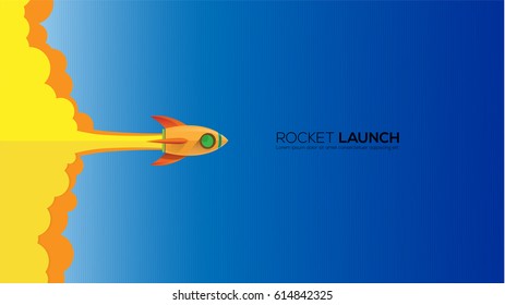 Rocket launch, business start up banner concept, illustration