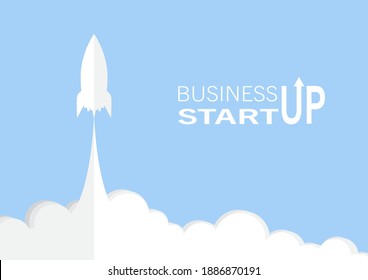 Raketenstart, Business-Start-Concept-Papier, Vektorgrafik